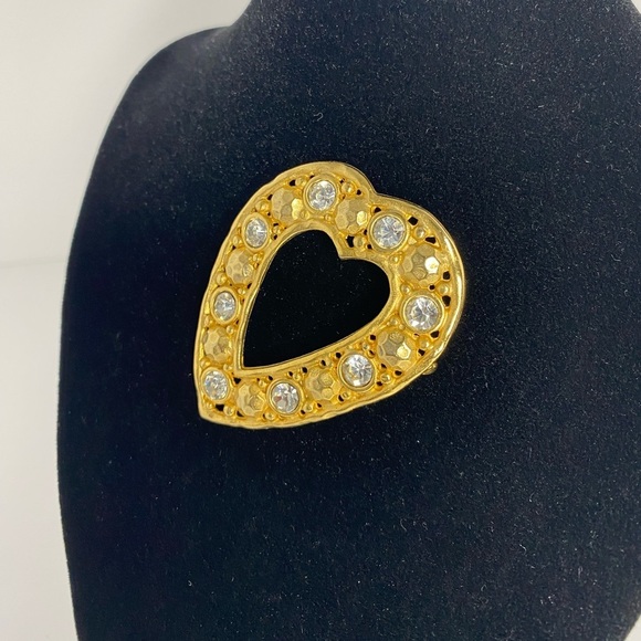 VINTAGE HEART BROOCH with Rhinestones! - Picture 7 of 9